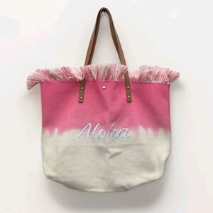 Aloha Pink & Cream Large Tote, 20x18 inches, Beach Bag, Heavy Duty tote